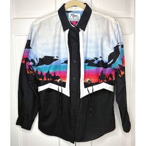 Vintage Roper Western Cowboy Sunset Print Shirt USA 90s Oversized Unisex Large